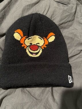 Black Kids Knit Beanie with Tigger Face